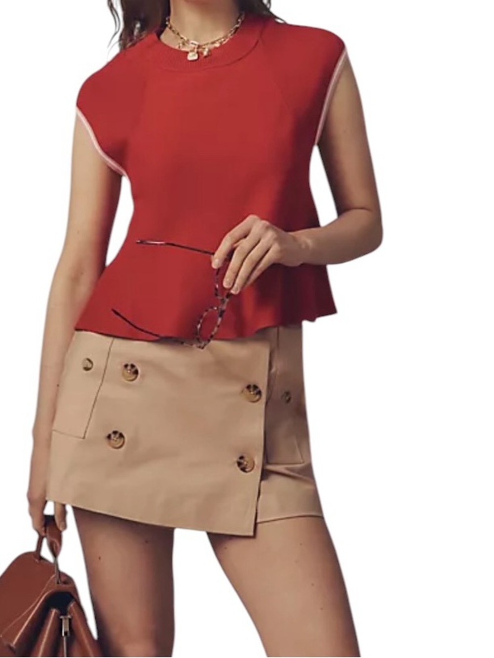 Maeve Anthropologie Red swing Top Size medium